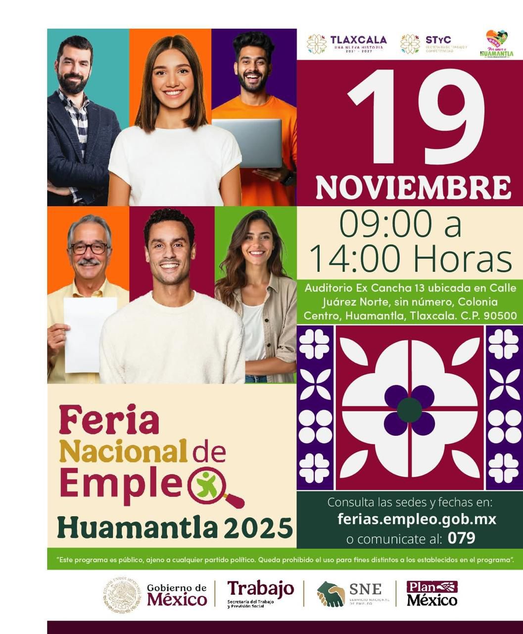 Oportunidades laborales llegan a Huamantla con la Feria Nacional de Empleo 2025